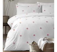 Appletree Jardín Dot Garden-Juego de Funda nórdica, Algodón, Blanco con Puntos Rosados, Suelto
