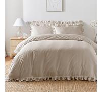 Appletree Juego de Funda de edredón con Volantes Naturales para Cama Individual (140 x 200 cm) + 1 Funda de Almohada - Ropa de Cama 100% algodón con Volantes - Suave y Transpirable - Decoración de