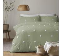 Appletree - Juego de Funda de edredón de Lunares Blancos, tamaño Individual, 100% algodón, 1 Funda de Almohada, Color Verde Salvia con Lunares Blancos, 2 Piezas
