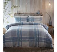Appletree - Juego de Funda nórdica de Franela de Color Azul, tamaño Super King (260 x 220 cm), 100% algodón Cepillado súper Suave, Ropa de Cama de tartán Blanco y Azul, Juego de Cama a Cuadros Azul