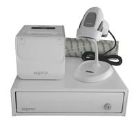 Approx Kit TPV con Cajón Portamonedas, Impresora Térmica y Lector 2D Blanco