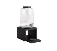 APS 14115 Dispensador de bebidas «VALO», base también de madera de roble negra (barnizada resistente al agua), recipiente de vidrio (7 litros), grifo de acero inoxidable