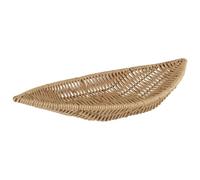 APS 40344 Cesta en forma de barco «COVE», recipiente de mimbre con alambre de acero inoxidable, panera, cesta para alimentos, dimensiones 30 x 15 cm, altura 5 cm, beige
