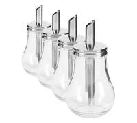 APS 40494 Azucarero, Ø 8 cm, Altura 15 cm, 250 ml, Recipiente de Vidrio, Tapa de Rosca de Acero Inoxidable (Paquete de 4)