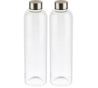 APS 66909 - Botella de cristal (7,5 x 7,5 cm, altura 28,5 cm, diámetro de 7,5 cm, 1 L), transparente (Paquete de 2)