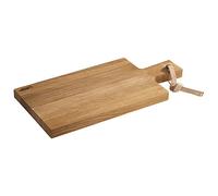 APS 751 Simply Wood - Tabla para Servir (Madera de Roble engrasada, 27 x 17 x 2 cm, con Orificio para Colgar (diámetro de 1,5 cm) y Correa de Piel