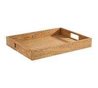 APS 761 - Bandeja para servir de madera de roble engrasada, 45 x 35 x 6 cm, con 2 asas