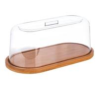 APS 826 Bandeja con capucha - Bandeja ovalada de madera de bambú con cubierta (28 x 14 cm, altura: 11,5 cm) - Bandeja de queso