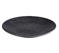APS 84907 Plato DARK WAVE, Ø 14,5 cm, altura 1,5 cm, melamina, negro/decorado con ondas