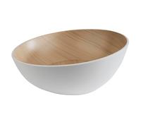 APS 84922 Plato FRIDA LOOK, Ø 25 cm, altura 8/11 cm, melamina, blanco/madera