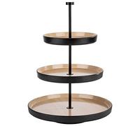 APS 85211 Frida Etagère de 3 Niveles, 1 Estructura de Acero Inoxidable (Negro), 3 Cuencos de melamina prácticamente irrompible, diámetro 20/25/32 cm, Altura 43 cm