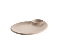 APS 85425 Plato - NERO - 30 x 25 cm, alt.: 2,5 cm, melamina arena, con cuenco para salsas integrado Ø 9 cm (0,06 l), apilable, apto para lavavajillas, robusto y moderno