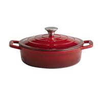 APS 88300 Cazuela con tapa "5 STARS", hierro fundido, apta para inducción, refractaria, incl. soporte para tapa, Ø 25 cm, 2,5 litros, rojo