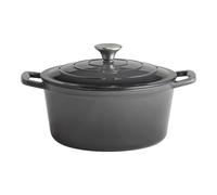 APS 88303 Cacerola con tapa "5 STARS", cazuela de hierro fundido, apta para inducción, resistente al horno, incl. soporte para tapa, Ø 25 cm, 4 litros, antracita