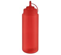 APS 93261 - Botella de polietileno (8 cm de diámetro, 26,5 cm de altura, 1025 ml), color rojo, con tapa de rosca y tapón