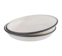 APS 98670 - Juego de platos hondos (2 unidades, 22 cm de diámetro, 3,5 cm de alto, chapa de acero esmaltado), color blanco crema con borde gris