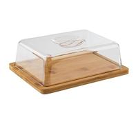 APS Bandeja de bambú con capucha, juego compuesto por: - Bandeja de bambú de 24 x 18,5 cm, altura: 1,5 cm, campana 21,6 x 16,2 cm, altura: 7 cm