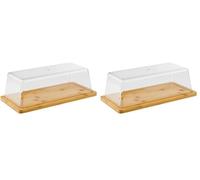 APS Bandeja de bambú con Capucha, Juego Compuesto por: - Bandeja de bambú de 32 x 16,5 cm, Altura: 1,5 cm, Campana 29,5 x 13,5 cm, Altura: 9,5 cm (Paquete de 2)