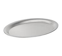 APS Bandeja para servir, bandeja de servicio, pulido mate, ovalado, borde enrollado, 26,5 x 19,5 x 0,5 cm, acero inoxidable 18/8