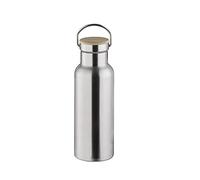 APS Botella de Agua de 500 ml de Acero Inoxidable Duradera, Incluye asa de Transporte y Sello de Recambio/Botella de Bebida de Doble Pared a Prueba de Fugas para niños, Ocio y Adultos