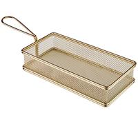 Aps - Cesta de freír de Servir de Acero Inoxidable, Aspecto de Oro, 21,5 x 10,5 x 4,5 cm