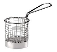 Aps - Cesta de freír de Servir de Acero Inoxidable, Aspecto de Oro, 9 cm de diámetro, Altura: 8,5 cm, Mango 9 cm
