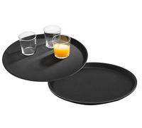 APS Juego de 2 Tray Gastro, bandejas Negras para Servir, bandejas de PRFV con Superficie Antideslizante, Ø 40,5 x Altura 2 cm, Negro