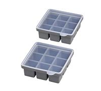 APS Molde para cubitos de hielo con tapa transparente, para 9 cubitos de hielo, 4 x 4 x 4 cm, silicona