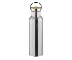 APS Petaca de acero inoxidable de alta calidad, botella de agua de 750 ml, incluye asa de transporte y sello de recambio/botella de bebida de doble pared a prueba de fugas para niños, ocio y adultos