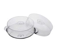 APS Plato para tartas con 2 tapas, de acero inoxidable, con tapa, con asas, de acero inoxidable 18/0, con tapa transparente, diámetro de 30 cm, altura de 11 cm