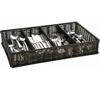 APS recipiente GN 1/1 x 53 x 32,5 cm, H: 9 cm poli-ratán-cesta marrón-negro con estructura de acero inoxidable