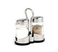 APS Salero y Pimienta «Economic», 2 Piezas con Recipiente de Acero Inoxidable Pimienta y salero, Recipiente de Cristal Transparente con Tapa de Acero Inoxidable y Tapa giratoria.