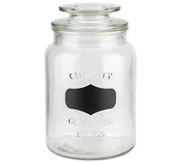 APS Tarro de cristal con espacio para etiquetas. Recipiente de cristal con capacidad de 1,0 litros. Tu mercancía se mantendrá fresca gracias a la tapa de cristal con junta.