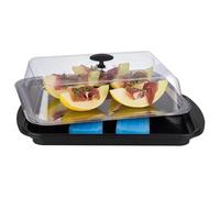 APS Thermo-Set 5 piezas - Juego de bandejas compuesto por un robusto bol, una bandeja de acero inoxidable, dos baterías de refrigeración y un capó de frescura, negro