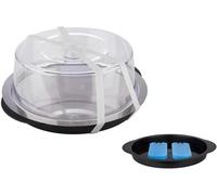 APS Thermo-Set 5 Piezas - Juego de bandejas Compuesto por un Robusto Bol, una Bandeja de Acero Inoxidable, Dos baterías de refrigeración y un capó de frescura, Negro