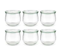 APS Weck - Juego de 6 vasos con tapa (580 ml, diámetro de 11 cm, altura de 9 cm, forma de tulipán)