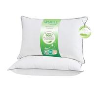 APSMILE - Almohada Plumas de Ganso 40x80 | Exterior: 90% Blanco Plumón | Interior: Mezcla de Plumas | Funda de Pillows: 100% Algodón Orgánico | Máximo Confort y Suaves| Pack de 2 Unidades