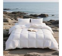 APSMILE Edredón Cama 90-70% Plumas y 30% Plumón, 100% Algodón Orgánico, Edredón Relleno Nórdico Plumón Verano 180gr/㎡, Esponjoso, Certificado Oeko-Tex y RDS(Blanco, 155x220cm)