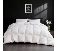 APSMILE Edredón de Plumas y Plumón Cama 135/150, 100% Algodón Egipcio, Relleno Nórdico Plumón para 4 Estaciones 320 gr/m², Lavable Certificado Oeko-Tex y RDS(Blanco, 220x240cm)