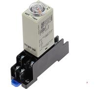 AQHYEBNSR Perilla giratoria de retardo Encendido del relé DPDT 1S/5S/10S/30S/60S/3M/5M/10M/30M Temporizador Relé Tiempo CA 220V H3Y-2 con Toma Base(0-5 Minute)