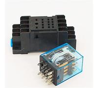 AQHYEBNSR Relé MY4 de Potencia MY4NJ con Base zócalo Montaje en riel DIN 14 Pines 12V / 24V 110V 220V Interruptor relé MY4N(24VDC)