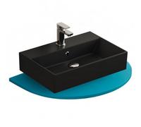 Aqua Bagno lavabo 60 cm rectangular cerámica negro mate, lavabo suspendido para baño moderno con orificio para grifo y rebosadero, diseño contemporáneo y fácil de limpiar