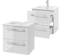 Aqua For You | Mueble bajo lavabo Despacito D60 - con lavabo integrado - Blanco brillante - 60x60x40 cm - 2 cajones - Cierre suave