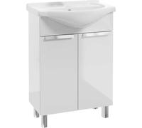 Aqua For You | Mueble de baño de pie modelo Lily D60 - con lavabo - Blanco brillante - 60x86x44 cm - Mecanismo de cierre silencioso