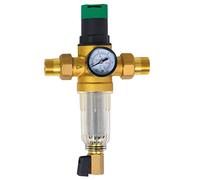 AQUA HEATING Regulador De Presión De Agua 3/4" Reductor De Presión De Agua Con Filtro De Malla Autolimpiante Manómetro 10 bar Y Medidor Válvula Reductora De Latón Alta Dureza