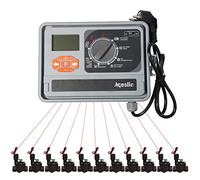 Aqualin Sistema de Riego Automático Profesional con Transformador Estándar de la UE para Jardín, Tierras de Cultivo, Campo de Juego y Campo de Golf (11 Estaciones)