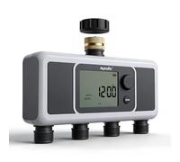 Aqualin Temporizador de Agua de 4 Salidas, Temporizador automático de riego de Manguera de riego de 4 Zonas, Controlador programable de Sistemas de riego de jardín
