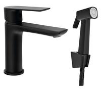 Aqualine - Grifo monomando para lavabo con bidé incorporado, color negro mate. SK401B