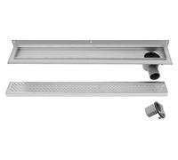 Aqualine KROKUS: Canal de desagüe para suelo, fabricado en acero inoxidable con protección antir corrosión, para montaje en pared, longitud: 760 mm, diámetro nominal: 50 mm