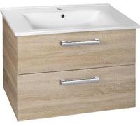 Aqualine VEGA, mueble bajo para lavabo, 72 x 57,6 x 43,8 cm, 2 cajones, roble plateado